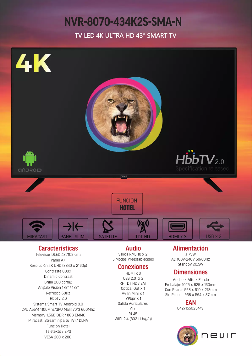 Page 1 of the manual Brochure Nevir NVR-8070-434K2S-SMA-N