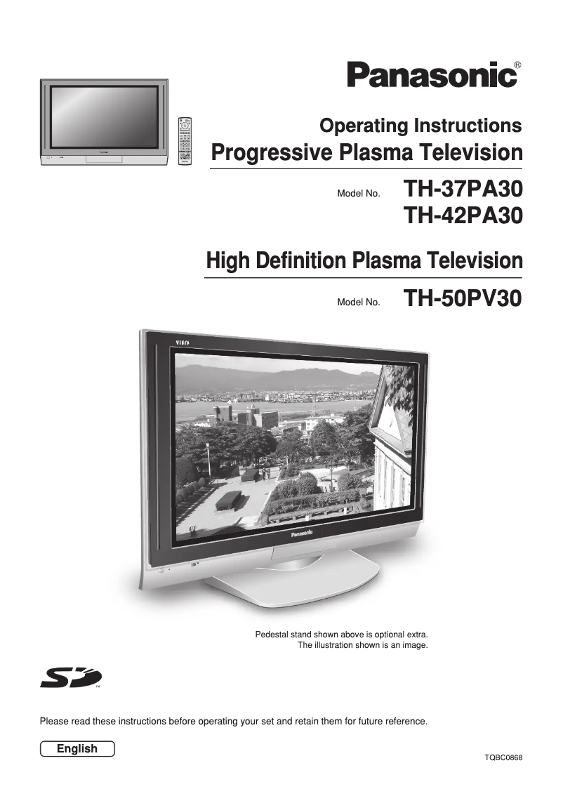 First page image of the manual for Viera TH-37PA30M