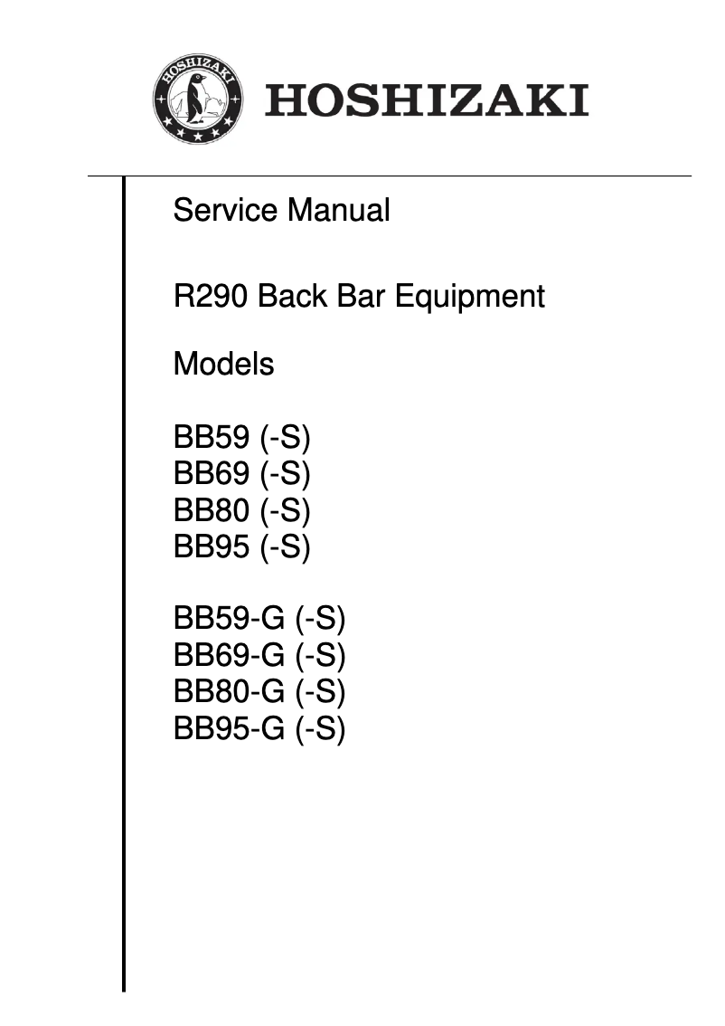 Page 1 of the manual User Manual Hoshizaki BB95-G-S