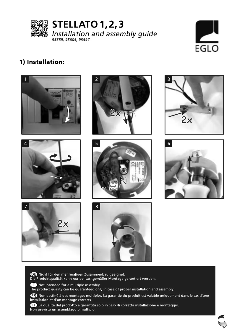 Page 1 of the manual User Manual Eglo Stellato 1