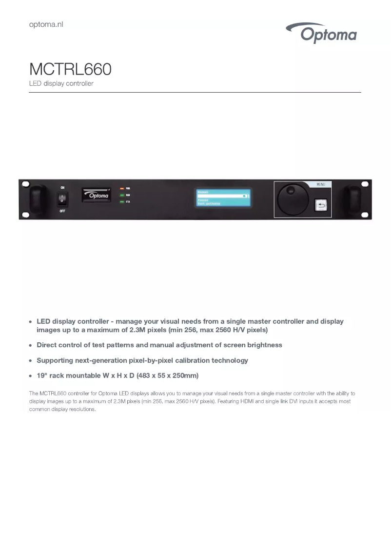 Page 1 of the manual User Manual Optoma MCTRL660