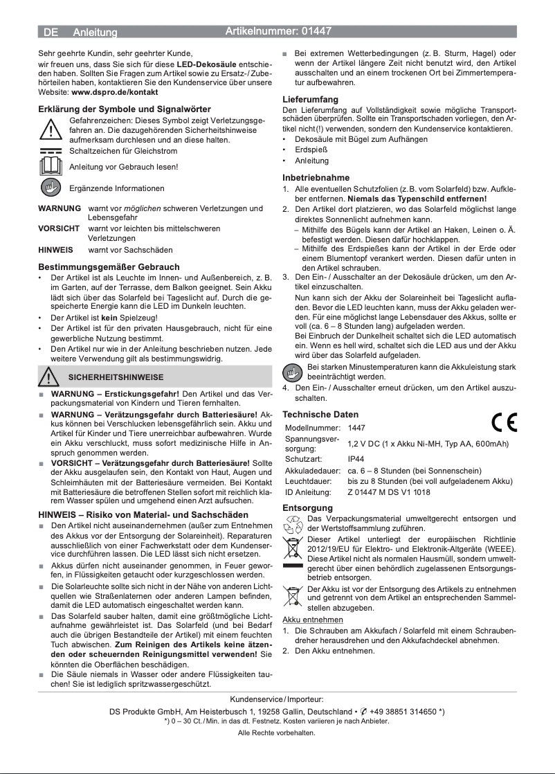 Page 1 of the manual User Manual EasyMaxx 06939