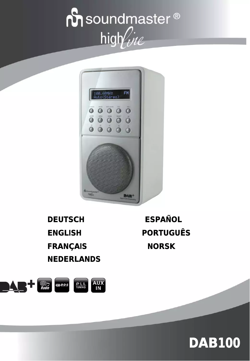Page 1 of the manual User Manual Soundmaster DAB100