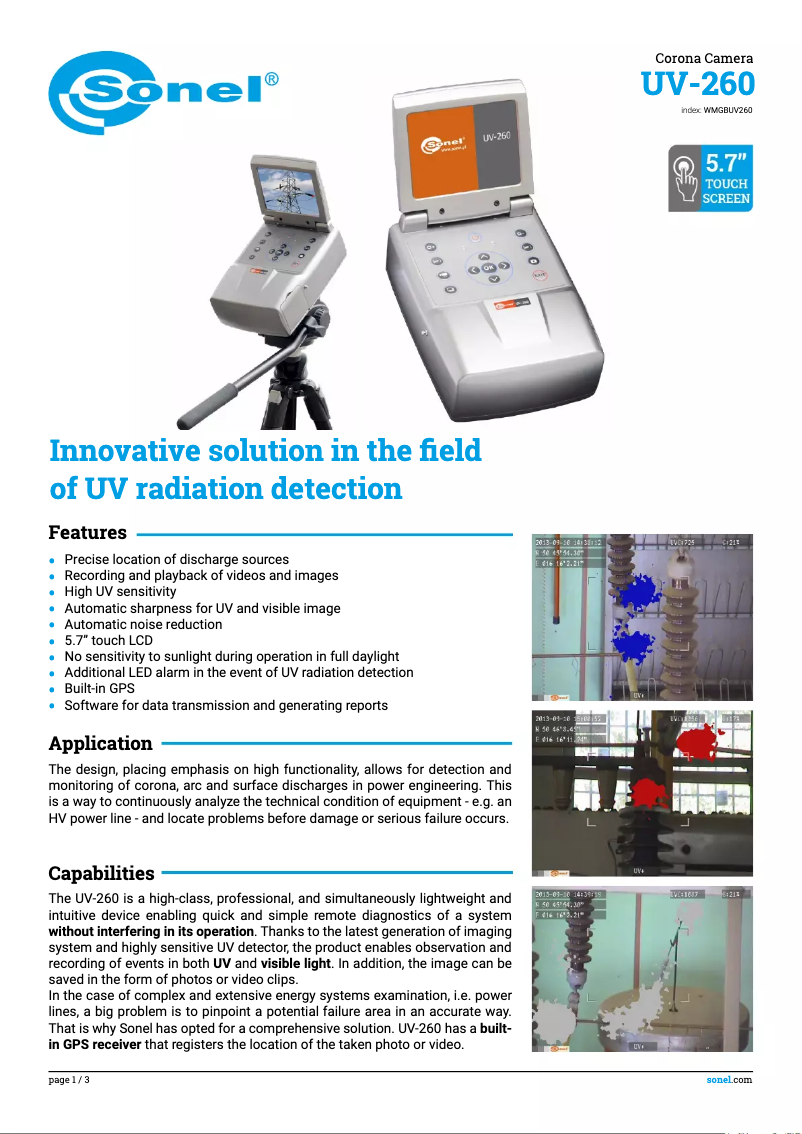 First page image of the manual for UV-260