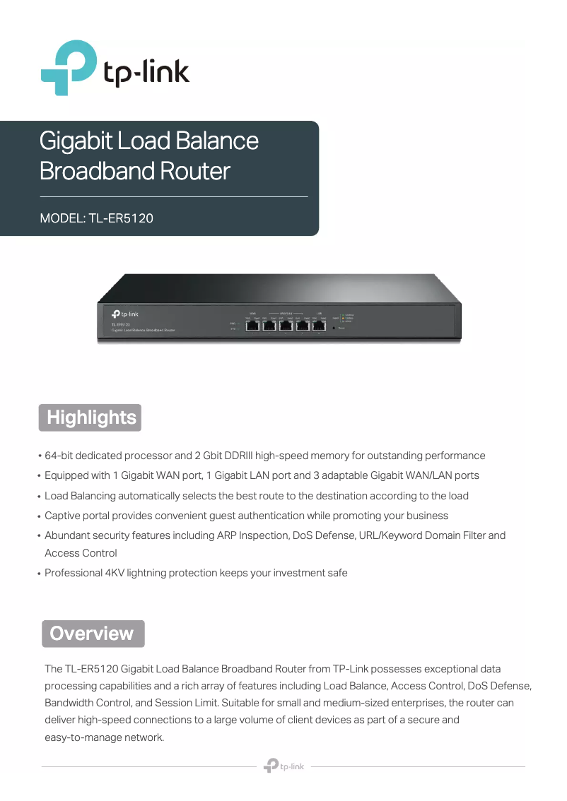 First page image of the manual for TL-ER5120