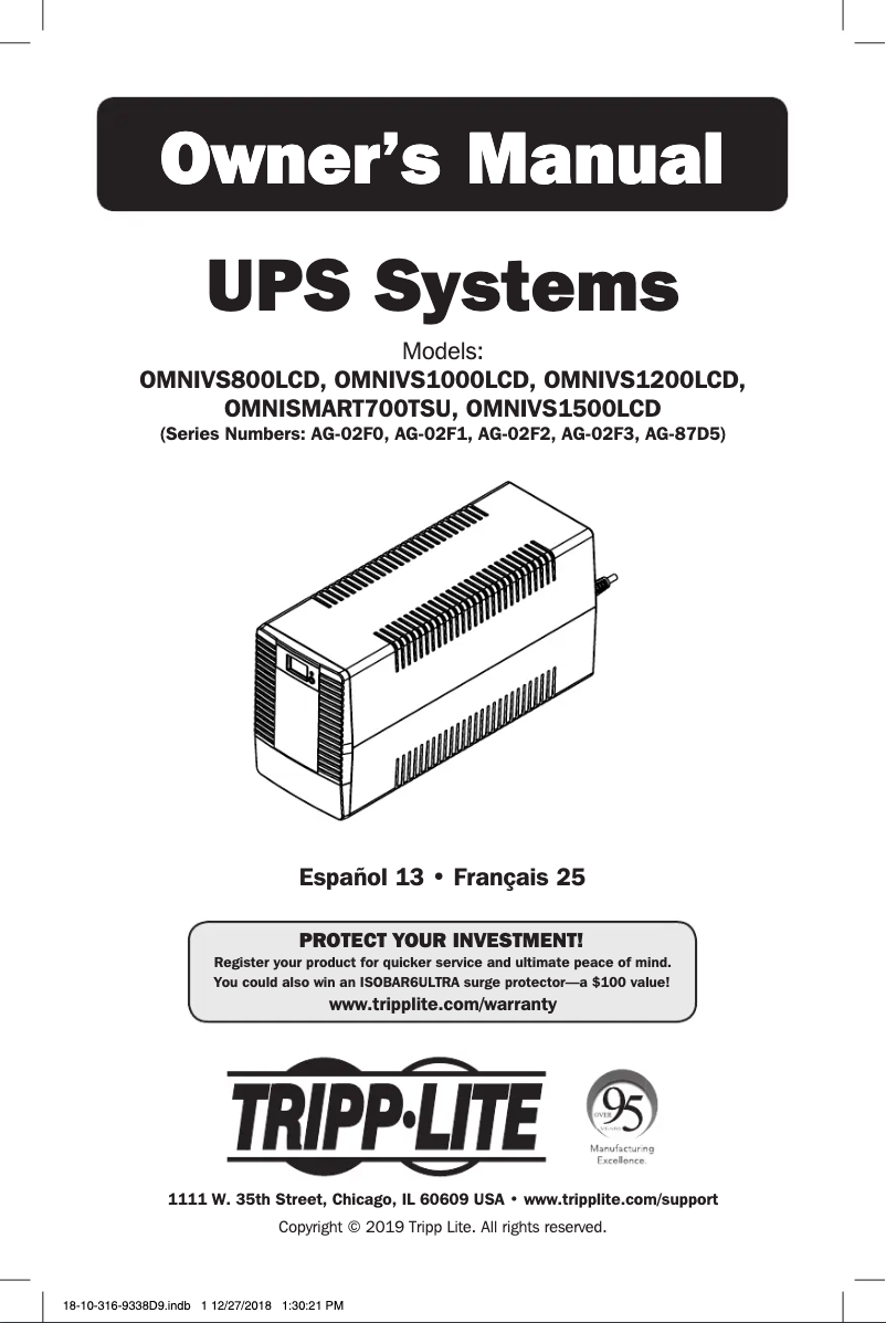 Page 1 of the manual User Manual Tripp Lite OmniVS OMNIVS1500LCD