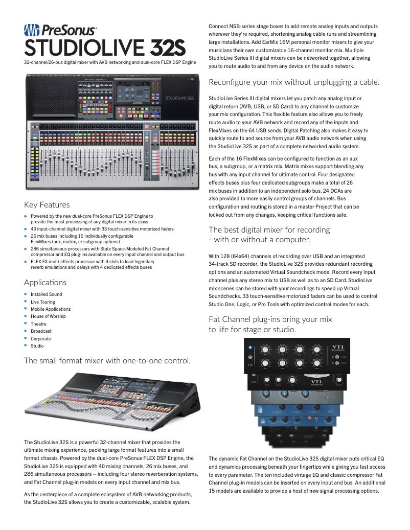 First page image of the manual for StudioLive 32S