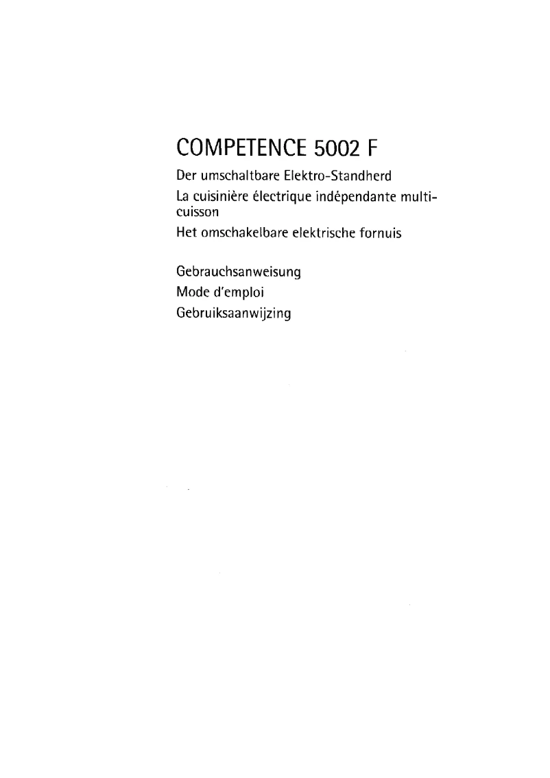 First page image of the manual for Competence 5002 F