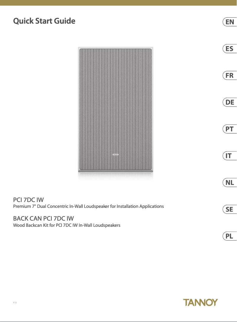 First page image of the manual for Back Can PCI 7DC IW