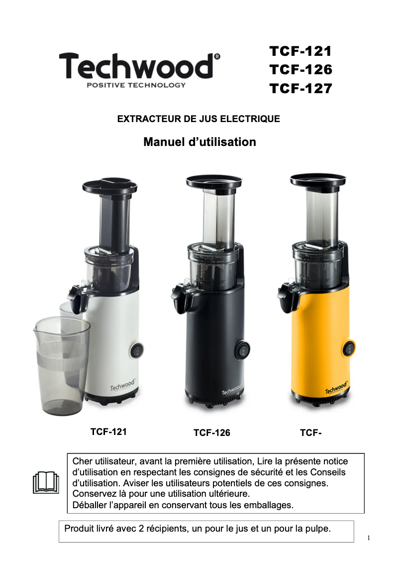 First page image of the manual for TCF-127