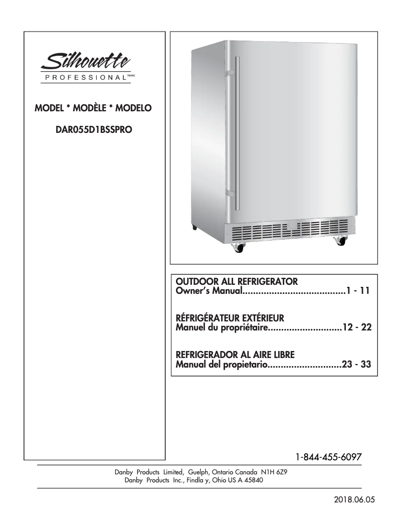 First page image of the manual for DAR055D1BSSPRO