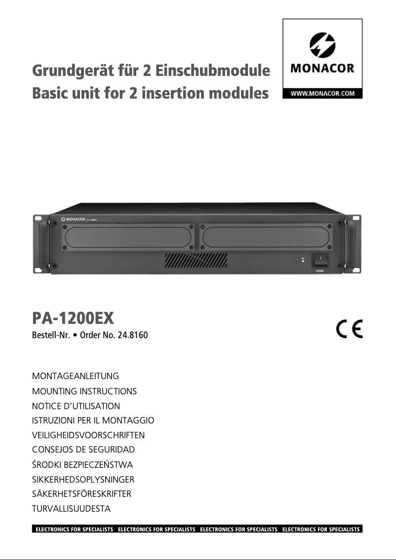 First page image of the manual for PA-1200EX
