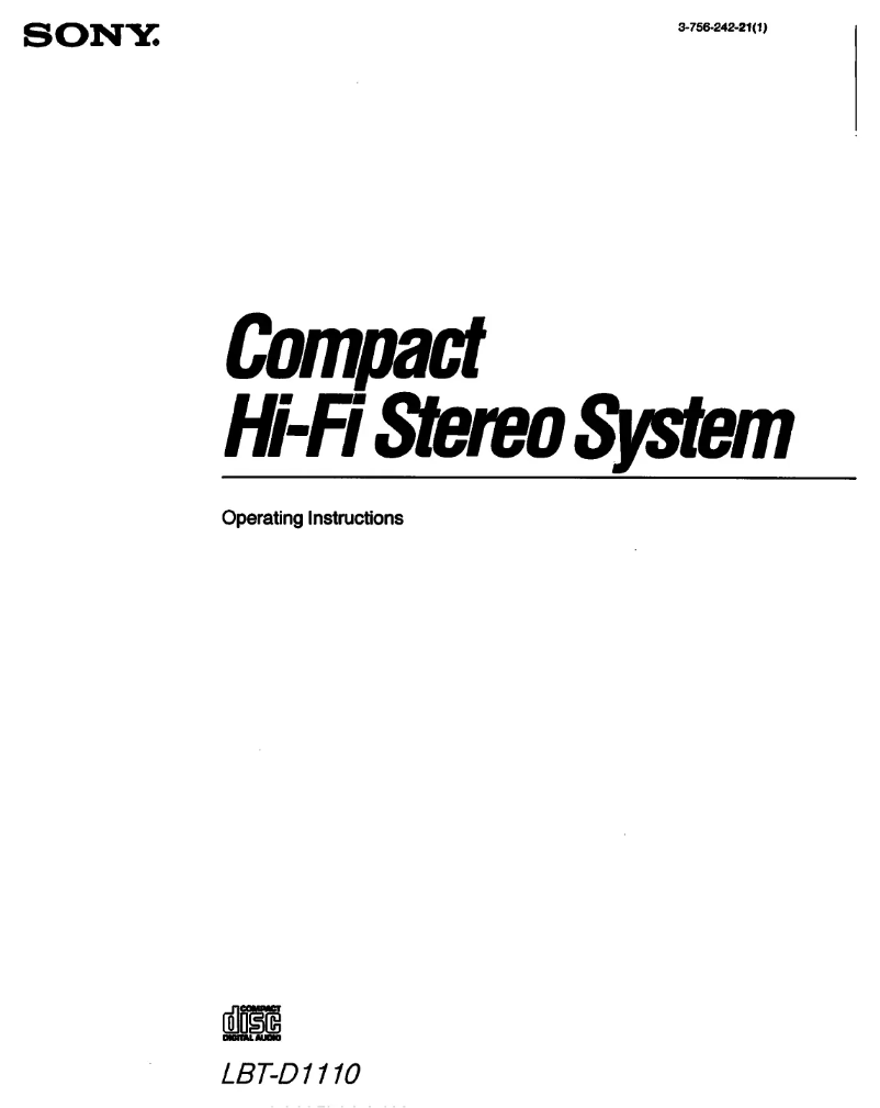 First page image of the manual for LBT-D1110