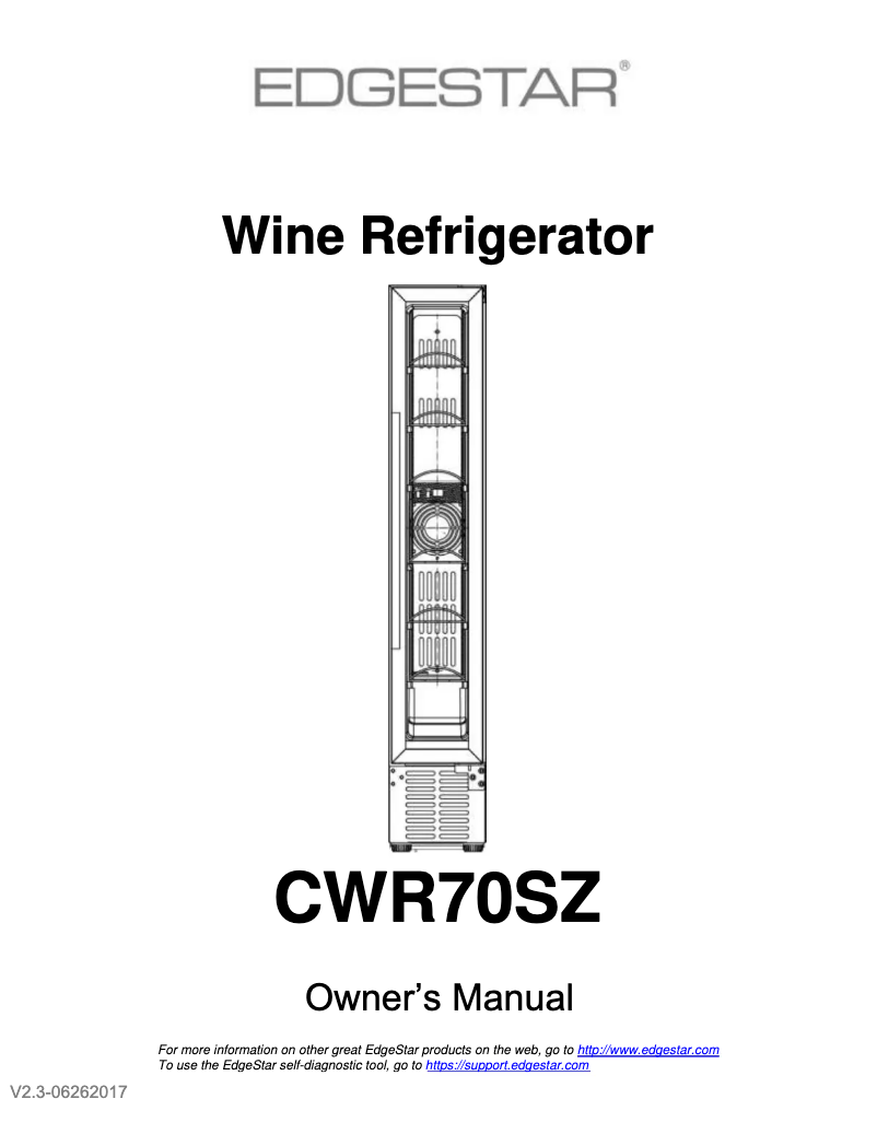 Page 1 of the manual Installation Guide EdgeStar CWR70SZ