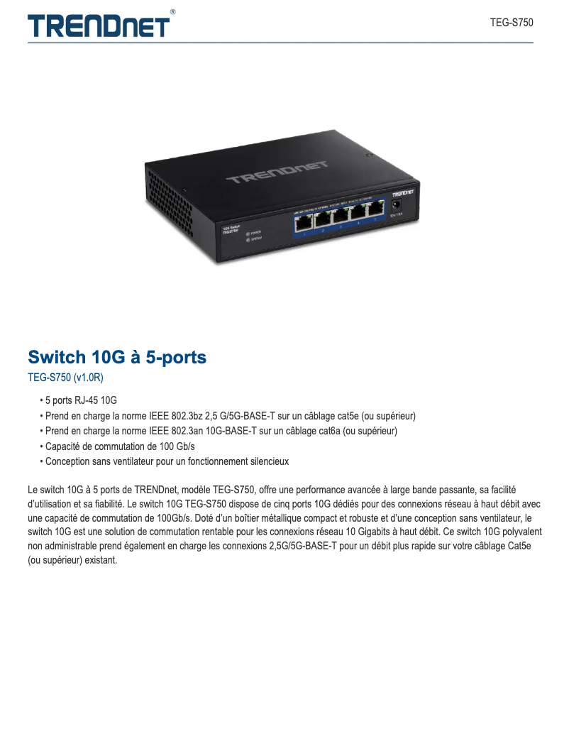 First page image of the manual for TEG-S750