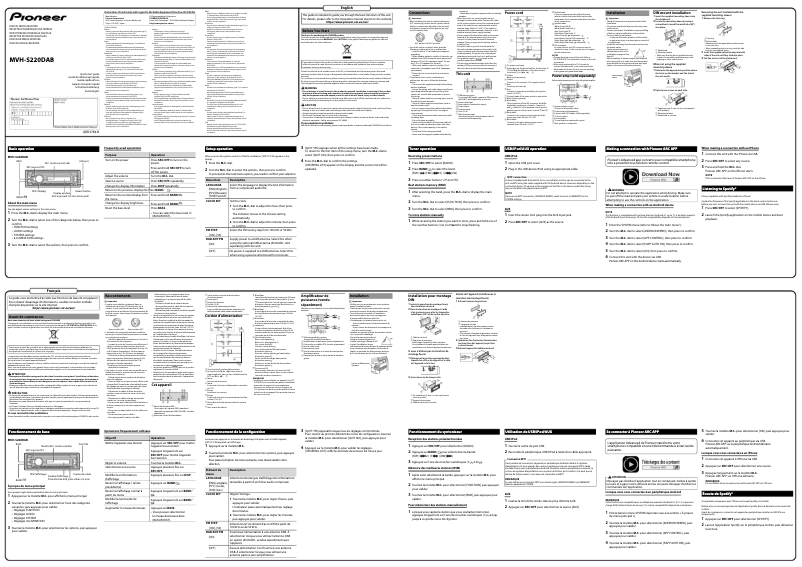First page image of the manual for MVH-S220DAB