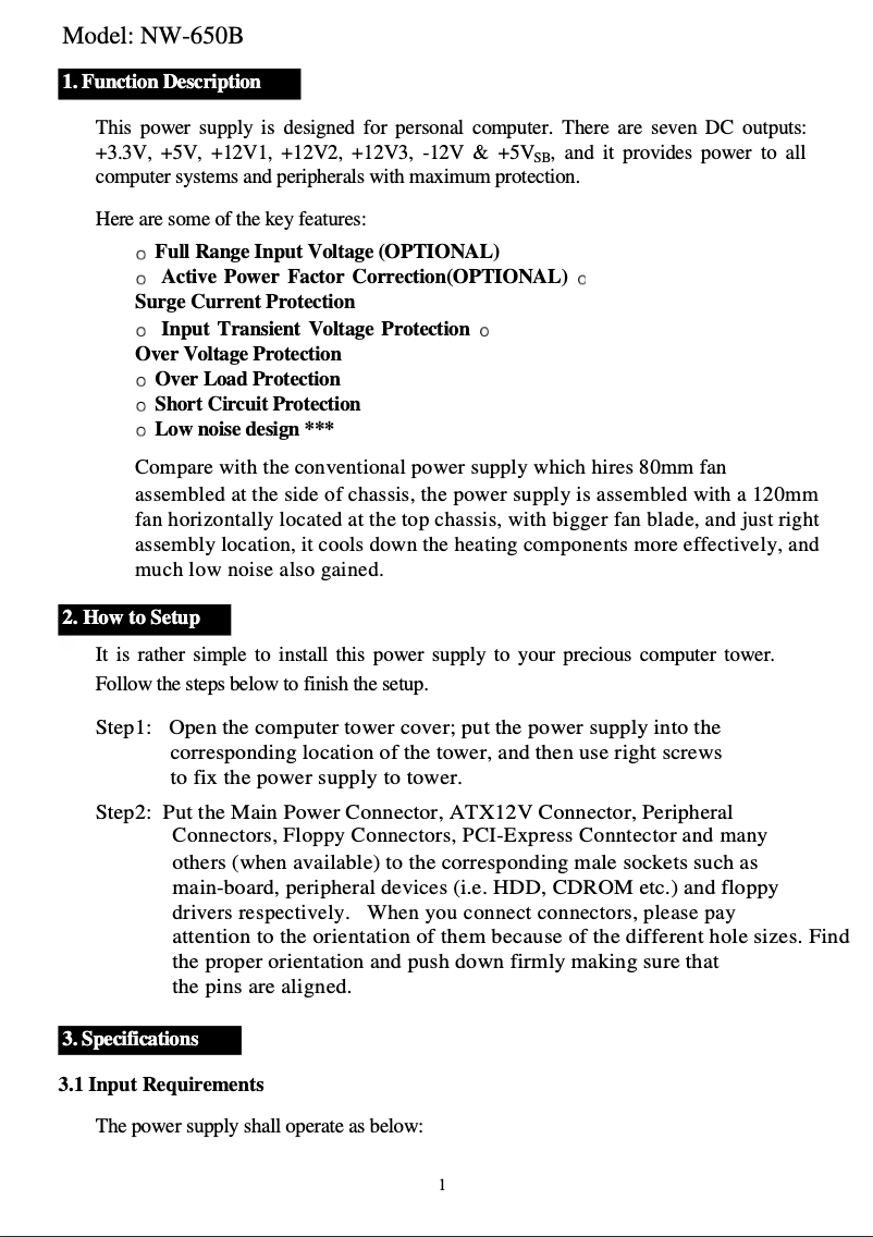 Image de la première page du manuel de l'appareil NW-650B