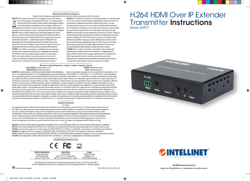 Page 1 of the manual User Manual Intellinet 207577