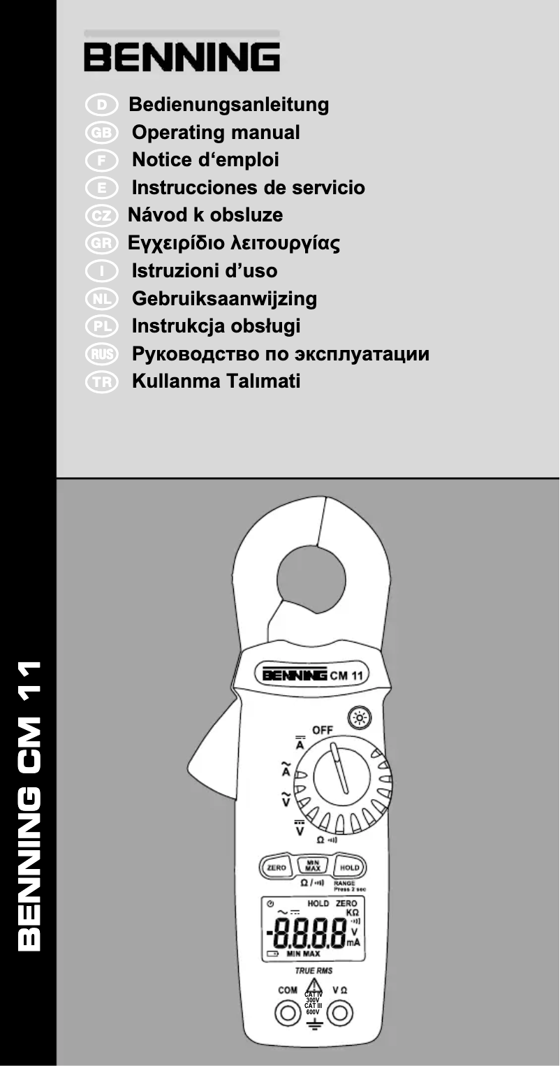 Page 1 of the manual User Manual BENNING CM 11