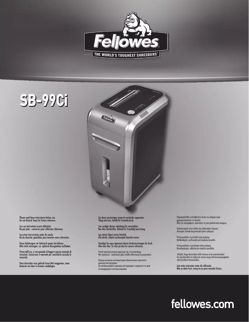 First page image of the manual for Powershred SB-99Ci