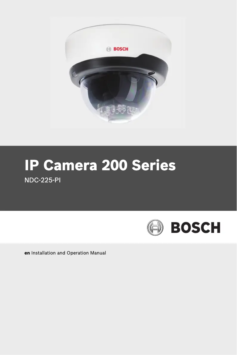 Page 1 of the manual User Manual Bosch NDC-225-PI