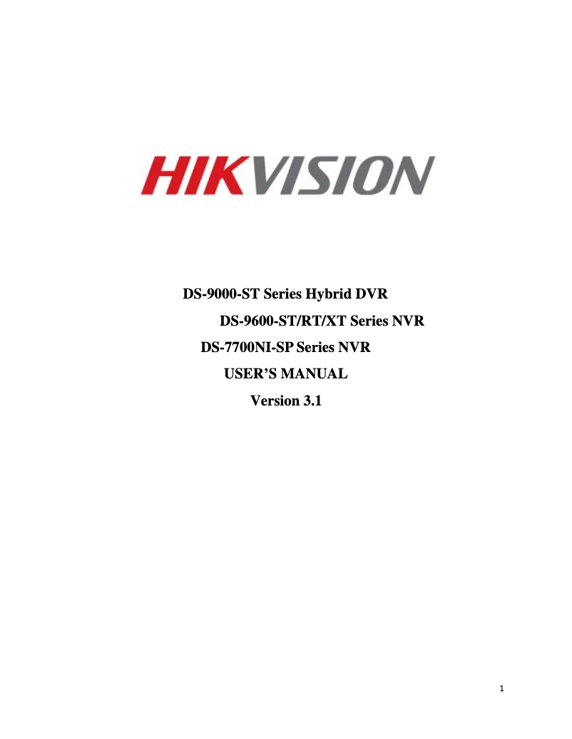 Page 1 of the manual User Manual Hikvision DS-7716NI-SP