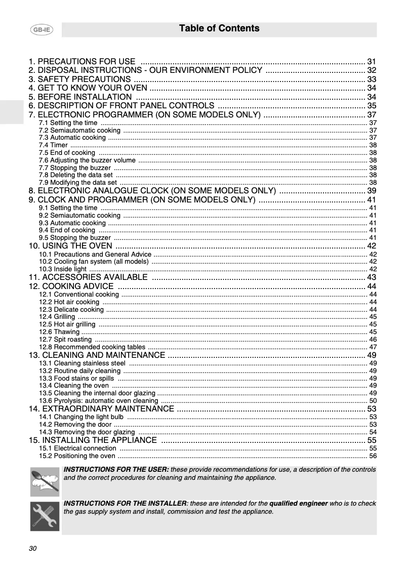 Page 1 of the manual User Manual Smeg FP 150 N