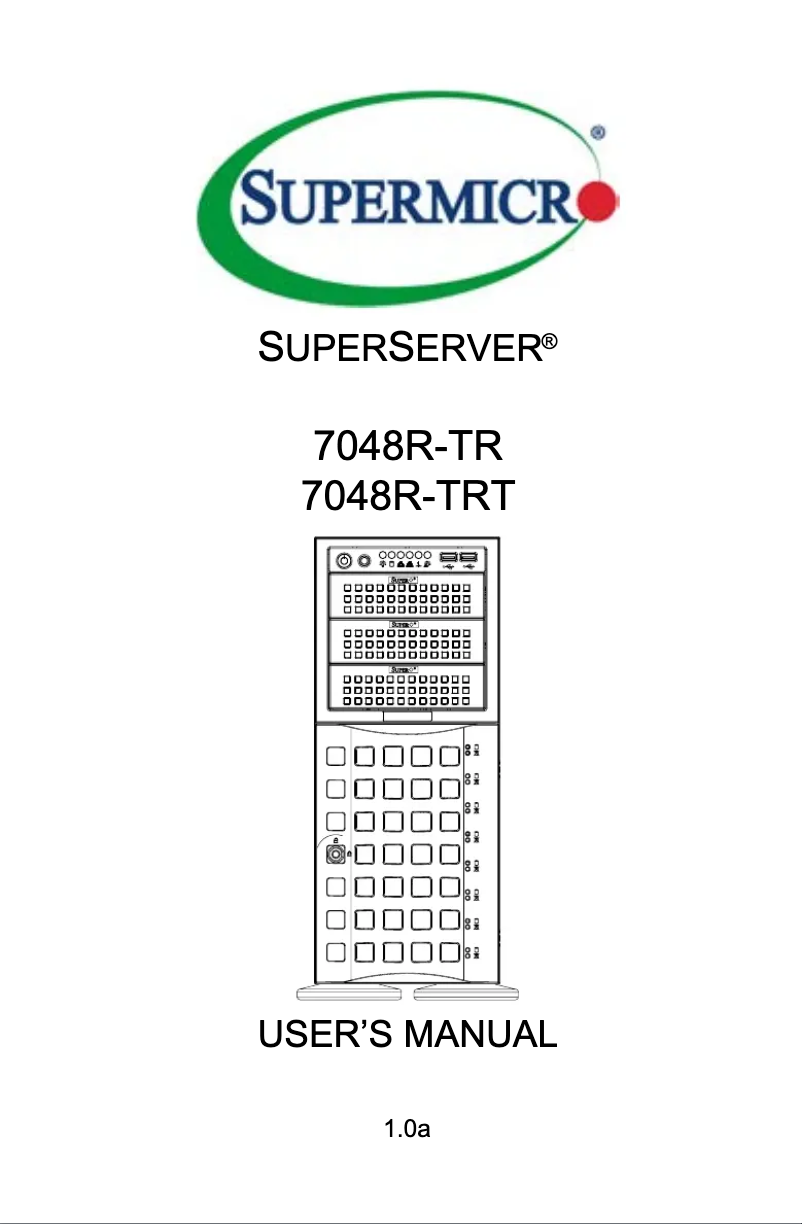 First page image of the manual for SuperServer 7048R-TRT