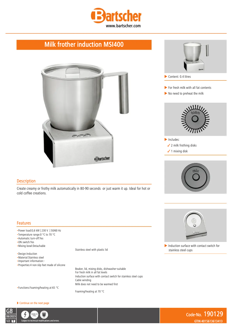 First page image of the manual for MSI400