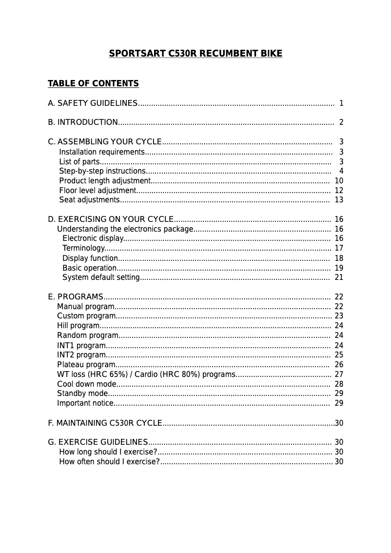 First page image of the manual for C530R