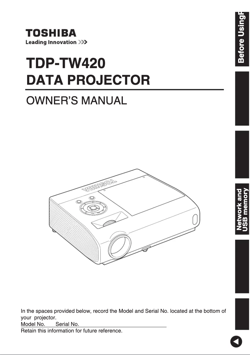 First page image of the manual for TDP-TW420