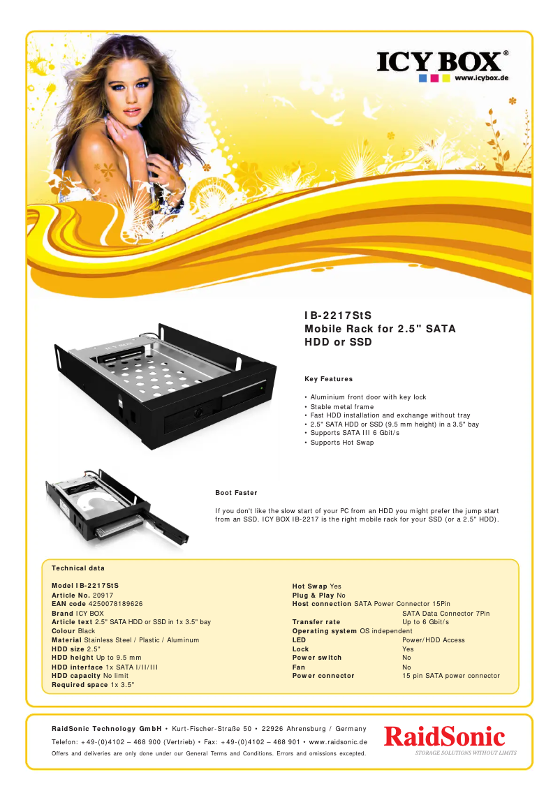 Page 1 of the manual Technical Sheet Icy Box IB-2217StS