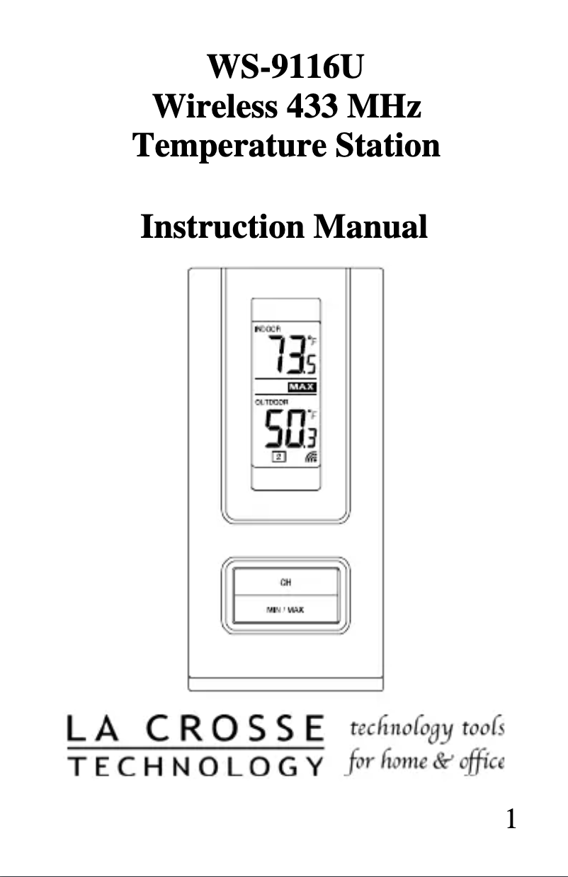 First page image of the manual for WS-9116U