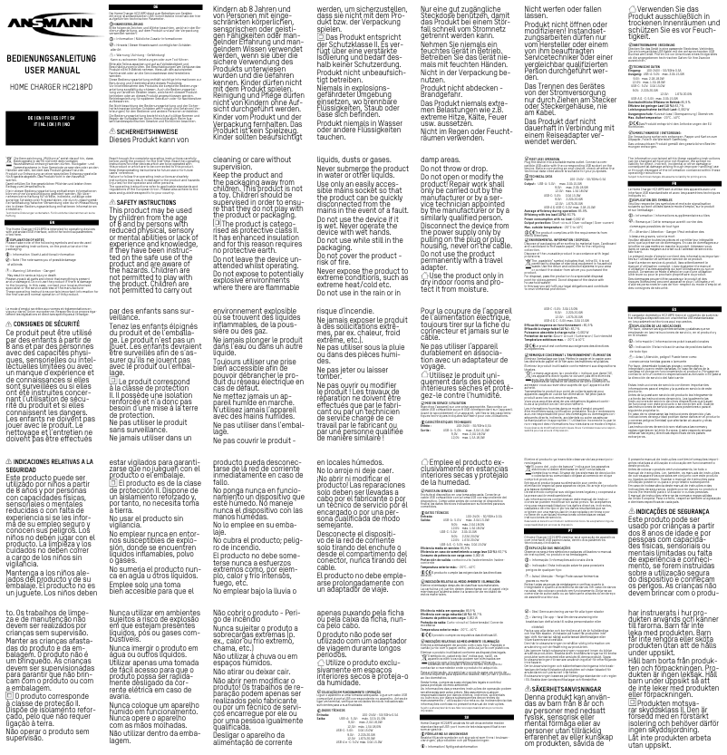 Page 1 of the manual User Manual Ansmann HC218PD