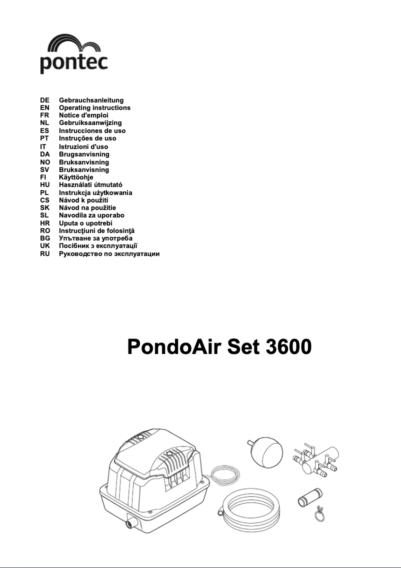 First page image of the manual for PondoAir Set 3600