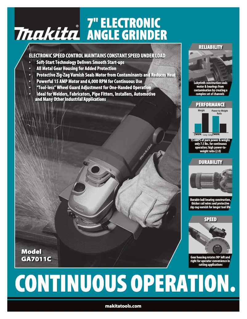 Page 1 of the manual User Manual Makita GA7011C