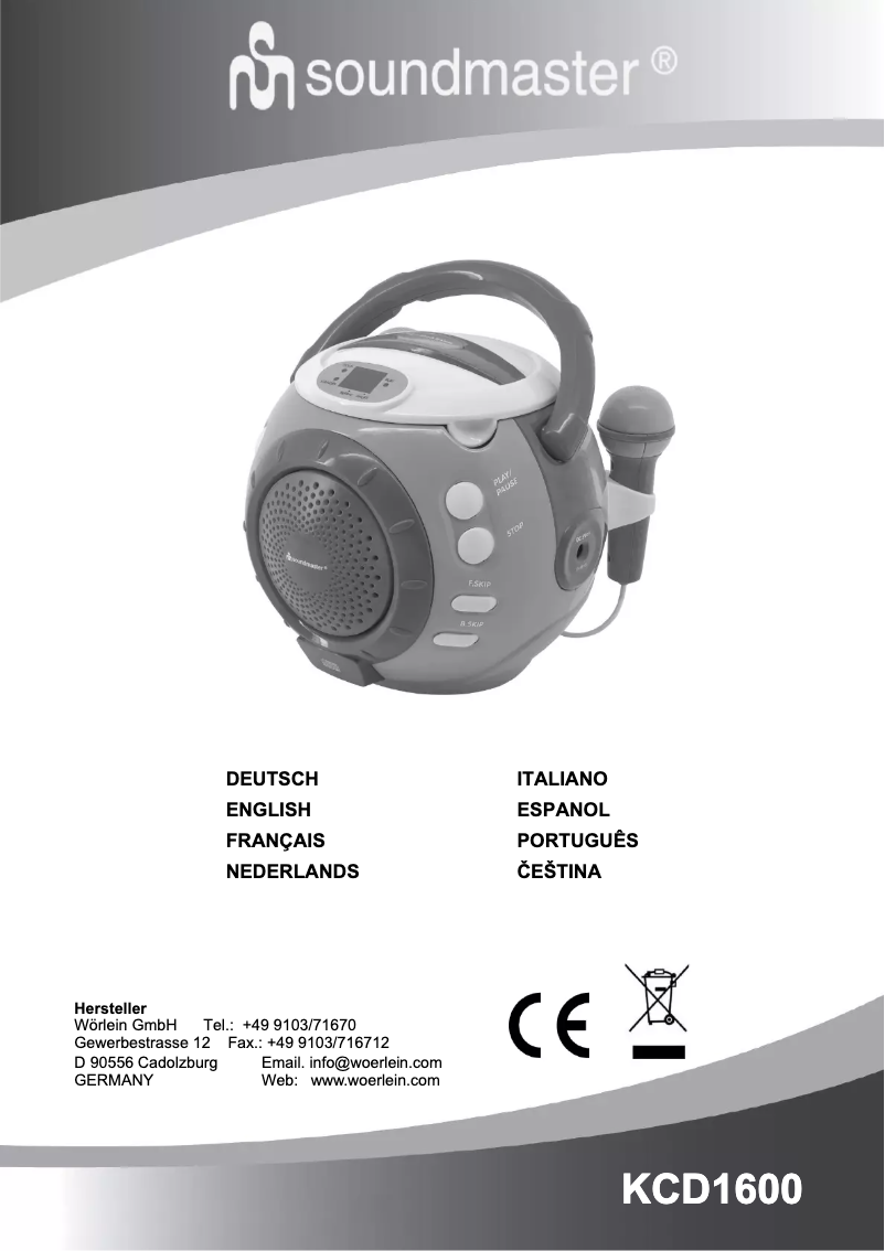 First page image of the manual for KCD1600