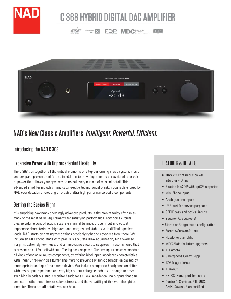 Page 1 of the manual Technical Sheet NAD C 368