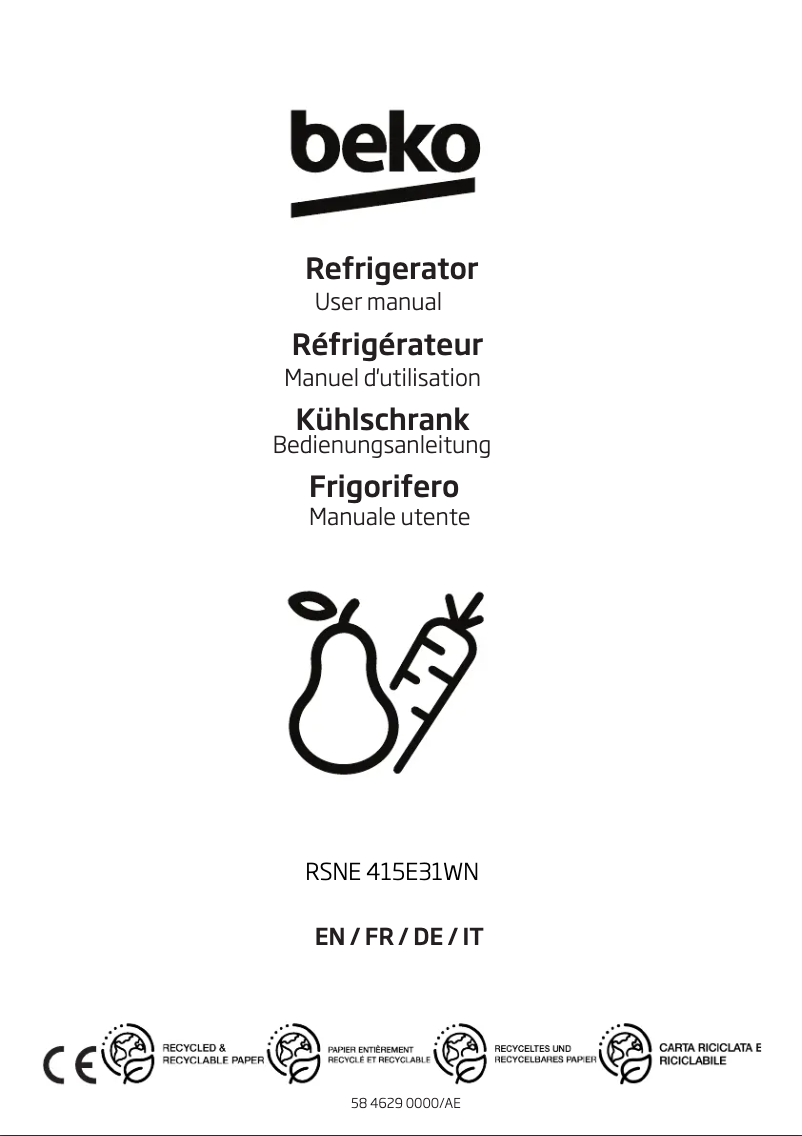 First page image of the manual for RSNE415E31WN