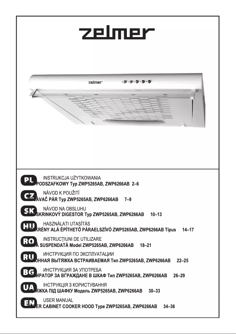 Page 1 of the manual User Manual Zelmer ZWP6266AB