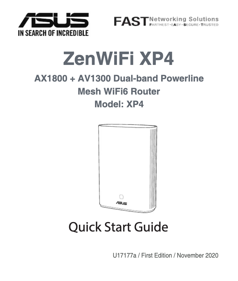 First page image of the manual for ZenWiFi AX Hybrid XP4