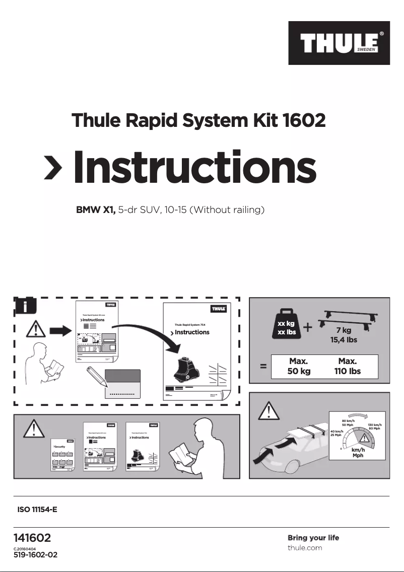 Page 1 of the manual User Manual Thule Rapid System Kit 1602
