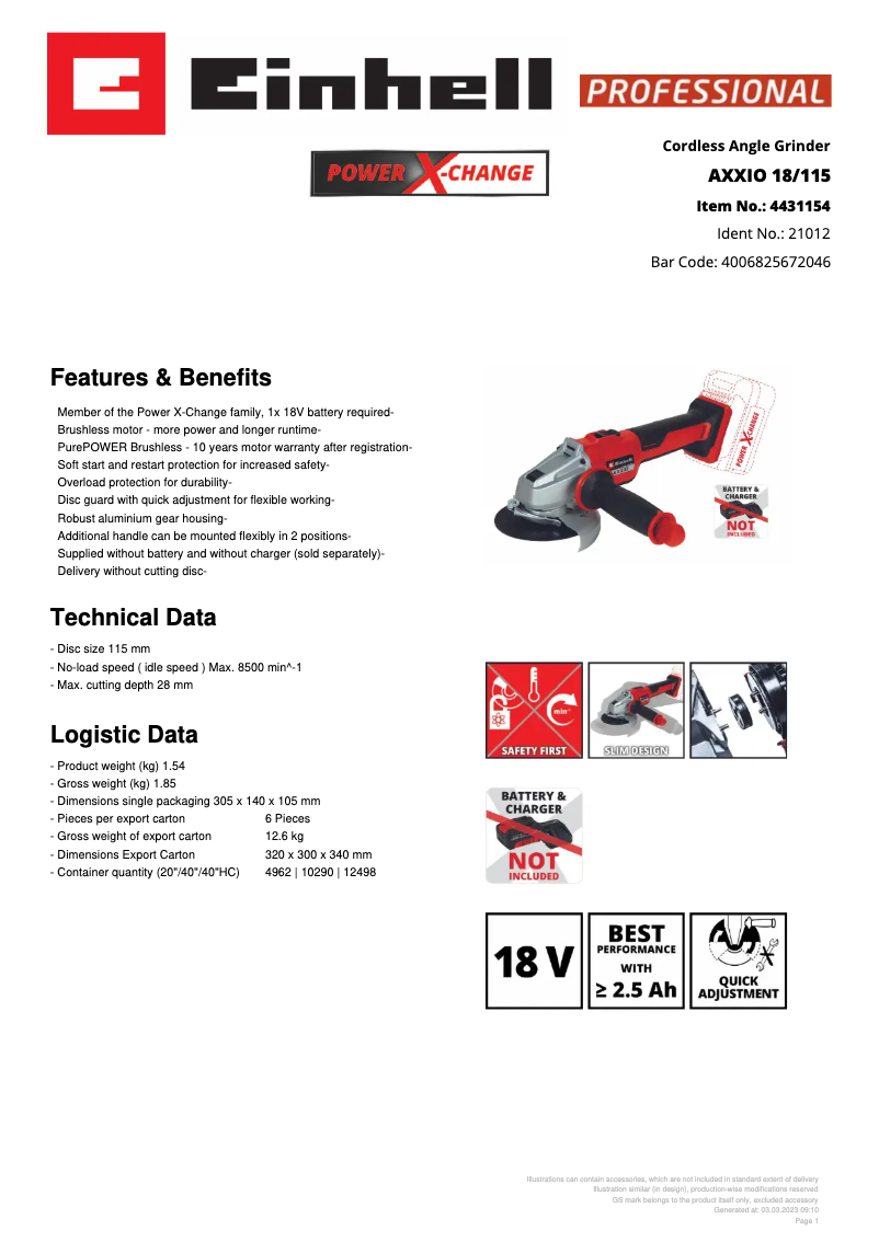 First page image of the manual for AXXIO 18/115