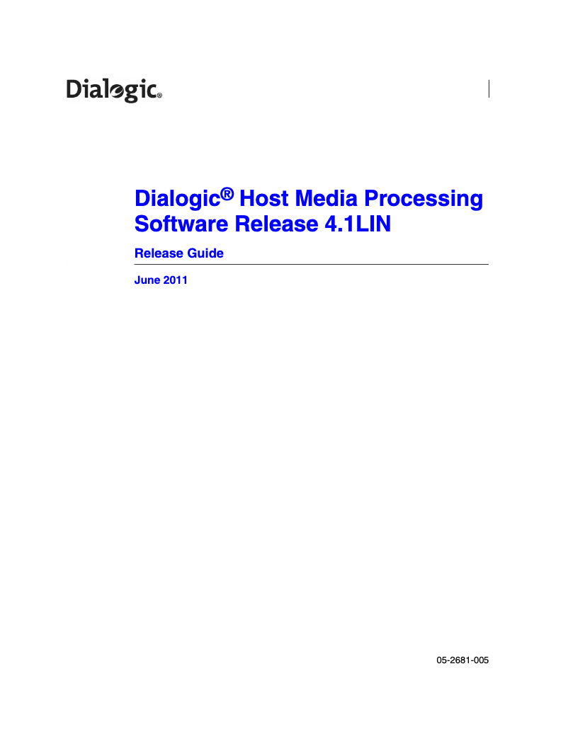 Page 1 of the manual User Manual Dialogic PowerMedia HMP 4.1LIN