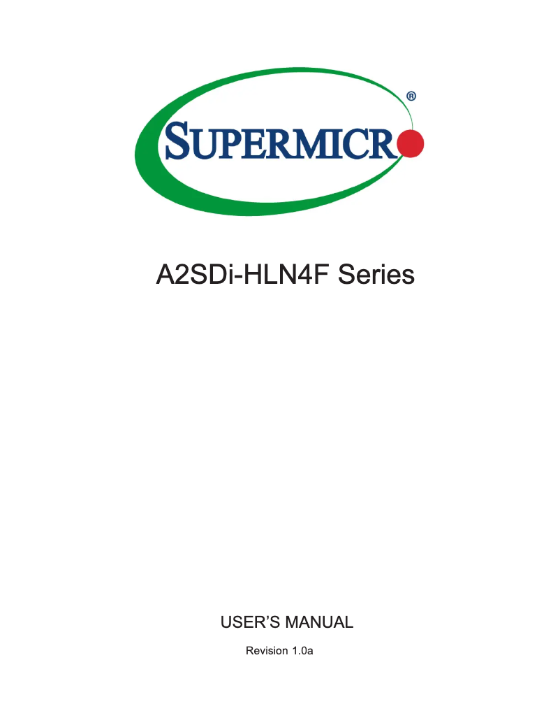 Page 1 of the manual Instruction Manual Supermicro A2SDi-16C-HLN4F