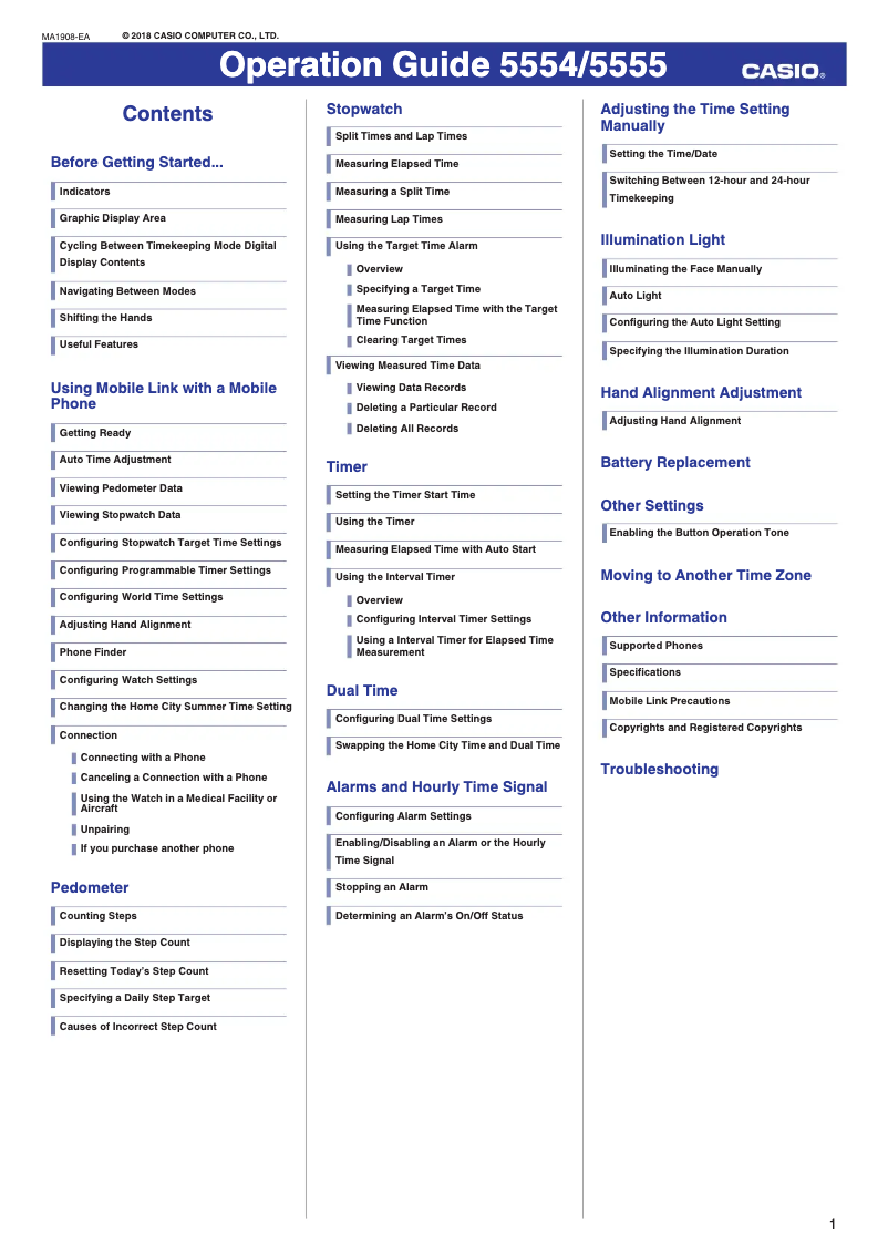 Page 1 of the manual User Manual Casio G-SHOCK GBA800UC-5A
