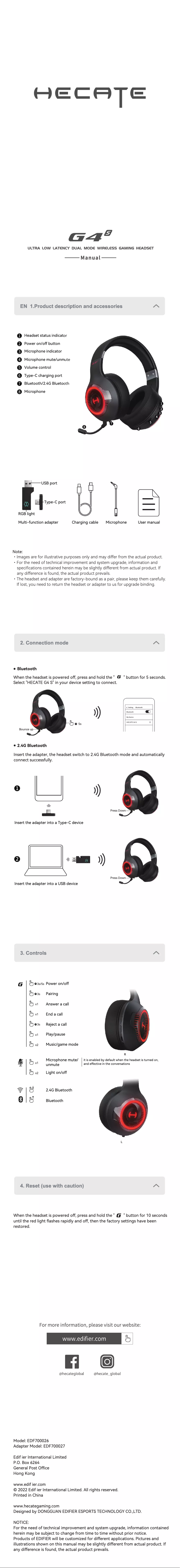 Page 1 of the manual User Manual Edifier Hecate G4 S