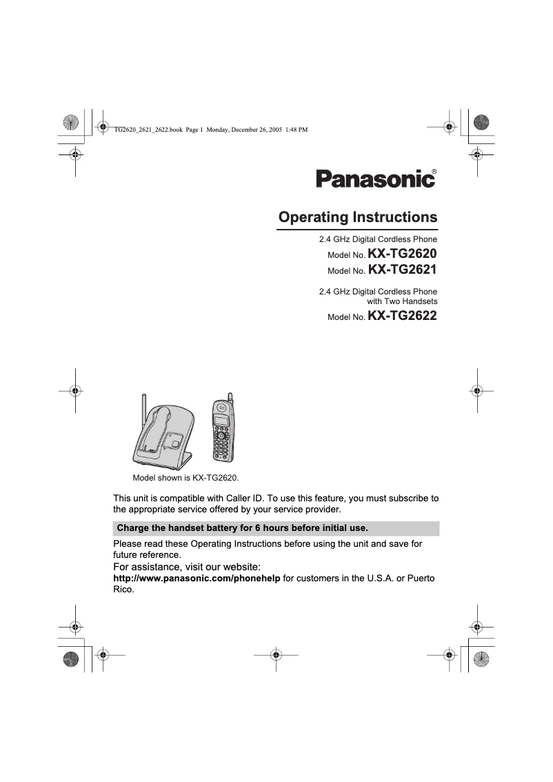 Page 1 of the manual User Manual Panasonic KX-TG2622