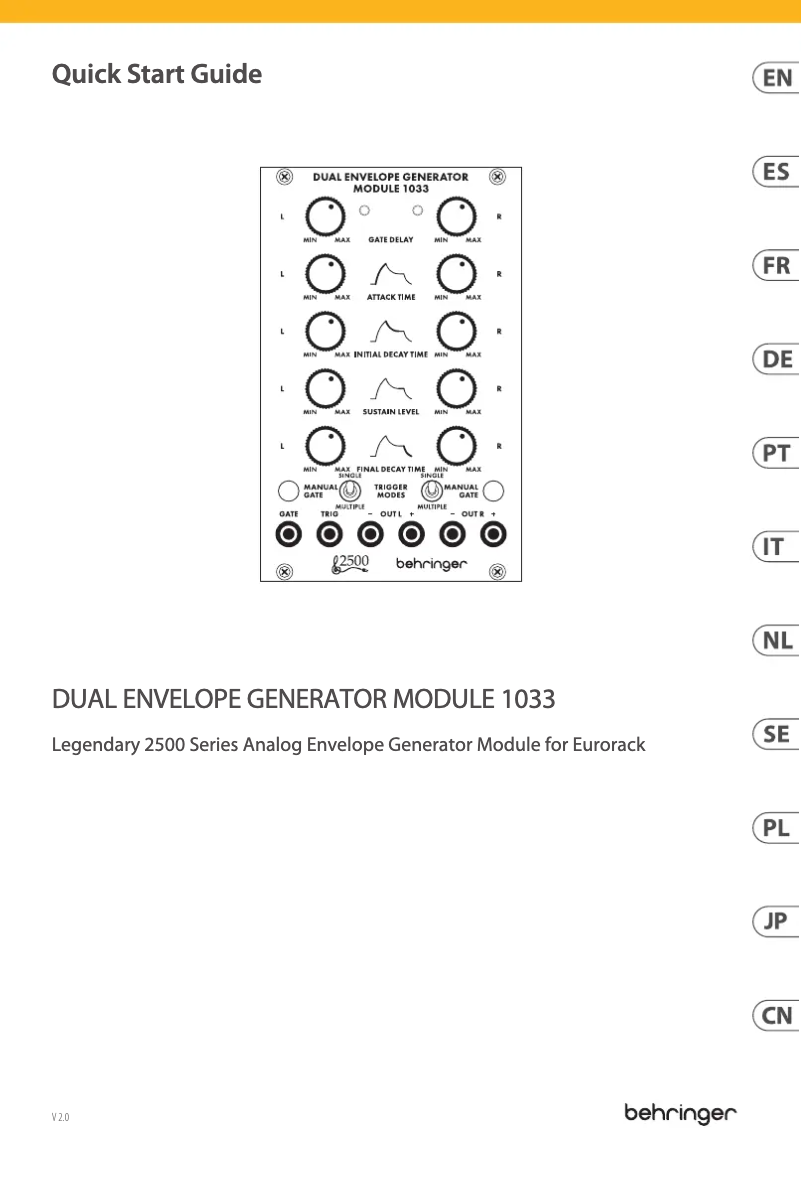 First page image of the manual for Dual Envelope Generator Module 1033