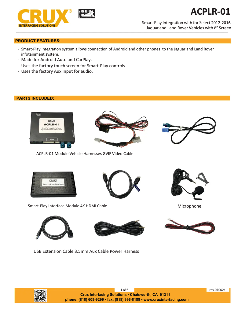 Page 1 de la notice Manuel utilisateur CRUX ACPLR-01